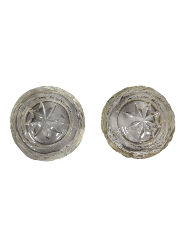 Pair of Cut Crystal Open Salts with Silver-Plated Rims