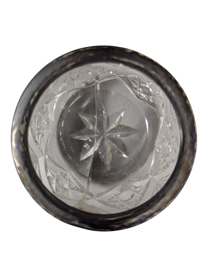 Pair of Cut Crystal Open Salts with Silver-Plated Rims