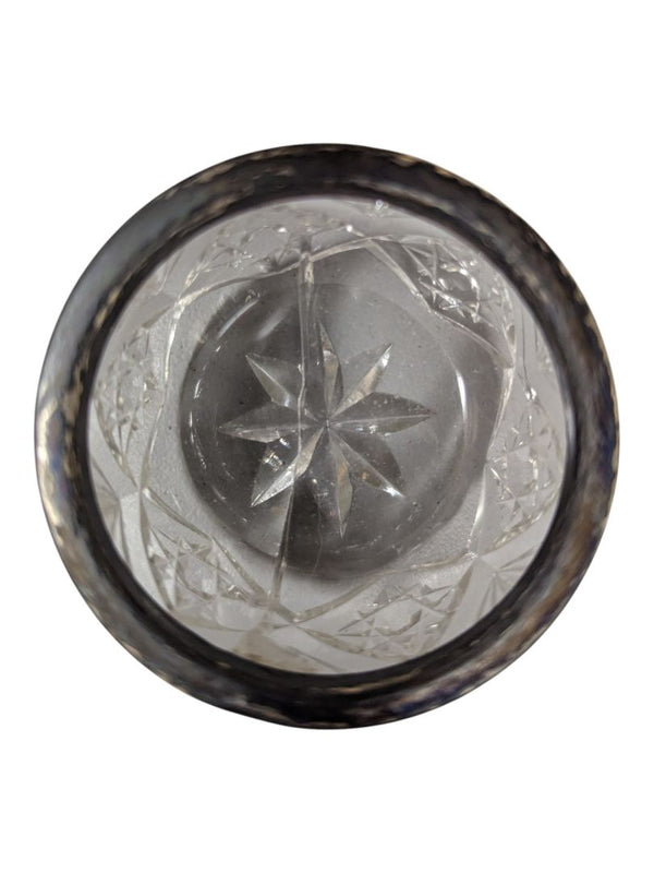 Pair of Cut Crystal Open Salts with Silver-Plated Rims