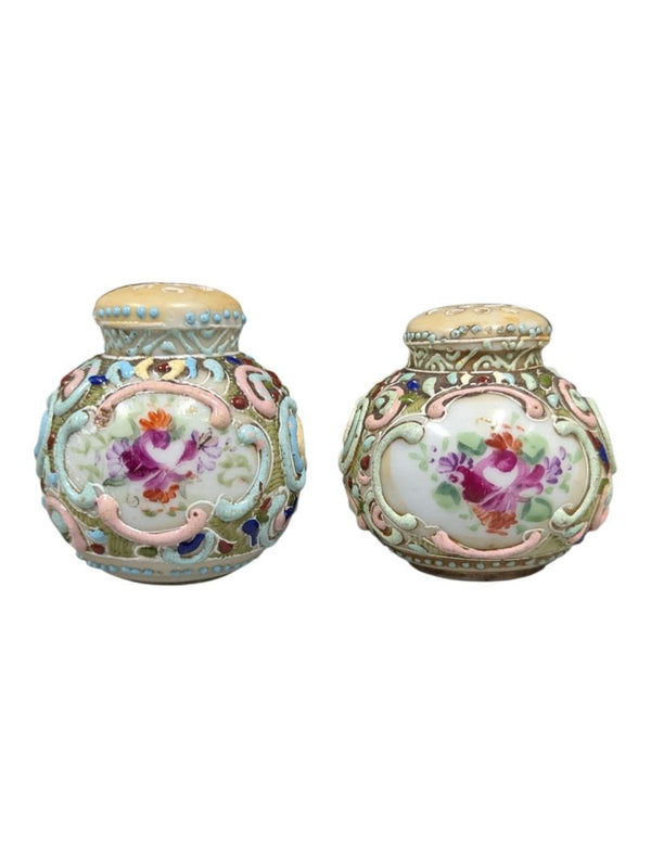 Chinese Cloisonné & Porcelain Salt & Pepper Shakers