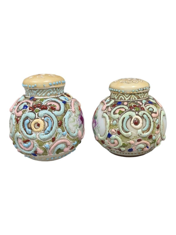 Chinese Cloisonné & Porcelain Salt & Pepper Shakers
