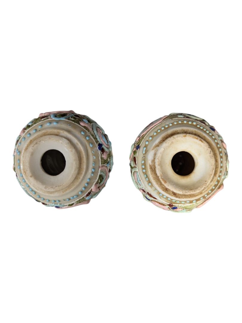 Chinese Cloisonné & Porcelain Salt & Pepper Shakers