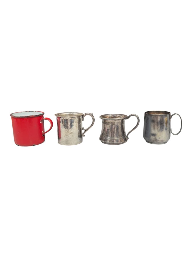 Metal Mug Collection – EPNS, Pewter & Swedish Enamel (4-Piece Lot)