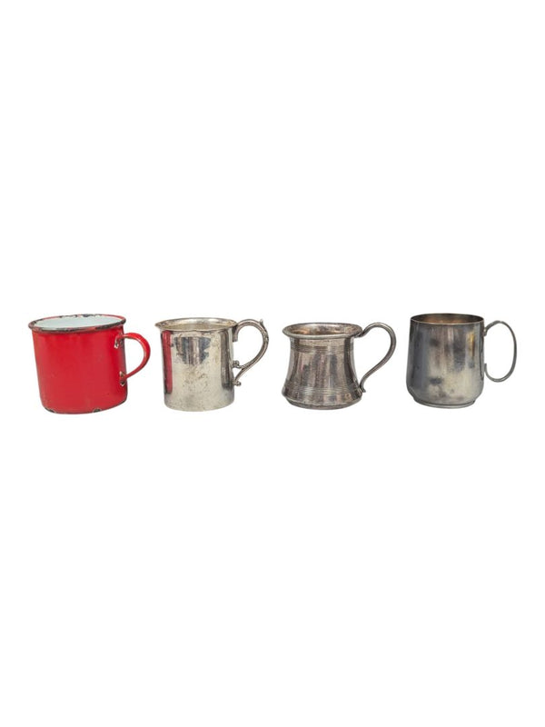 Metal Mug Collection – EPNS, Pewter & Swedish Enamel (4-Piece Lot)