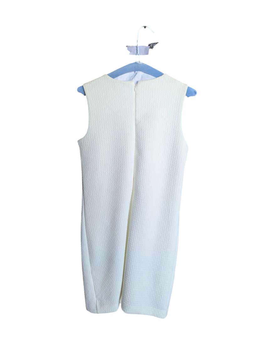 Adrienne Vittadini Ivory Embellished Neck Sheath Dress – Size 4