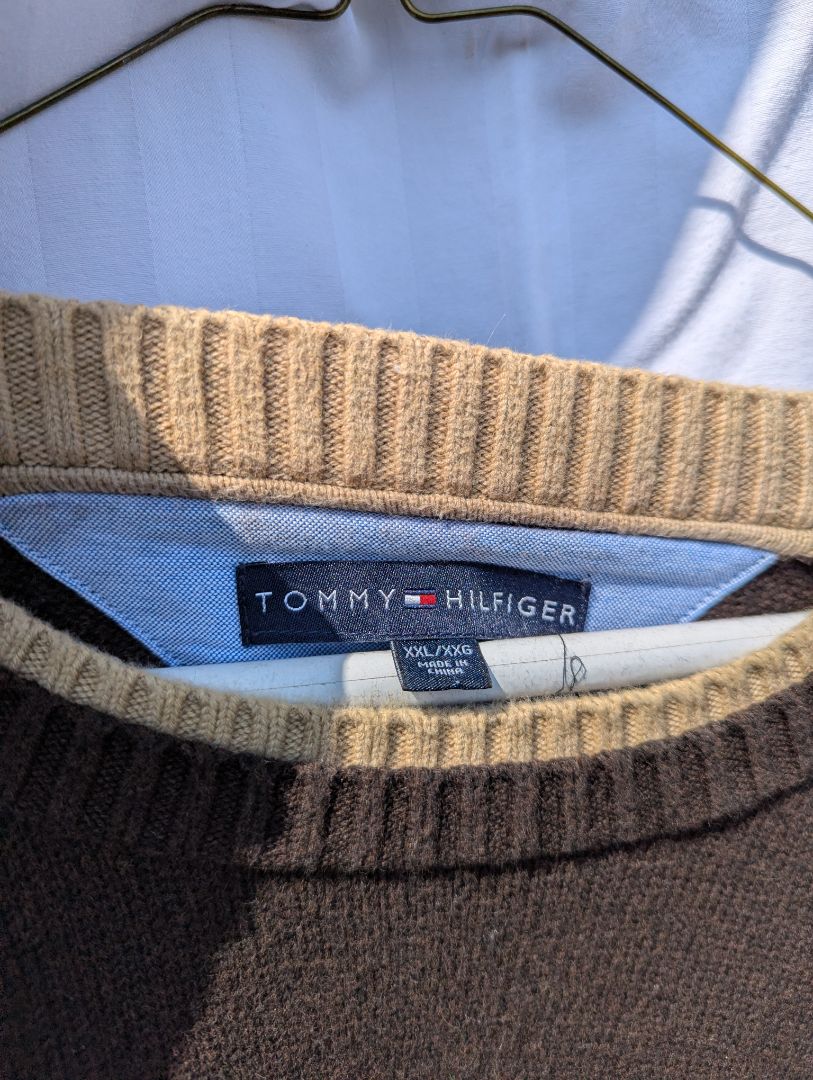 Tommy Hilfiger Men’s Crewneck Knit Sweater – Brown, XXL