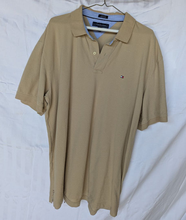 Tommy Hilfiger Polo Shirt Tan Custom Fit, XXL