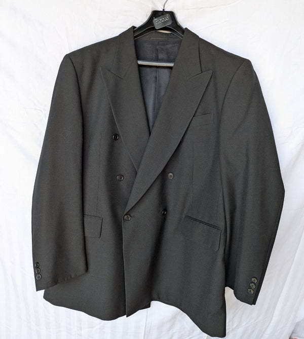 Protocol Double-Breasted Men's Black Blazer Formal Tailored Jacket Size 46