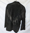 The Best Leather Co. Vintage Black Suede Fringe Leather Jacket – Western Style, Size Small