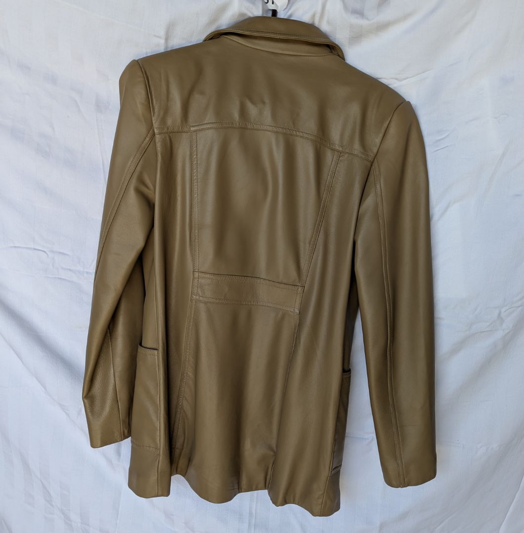 FM Canada Tan Leather Button Front Jacket – Size Small