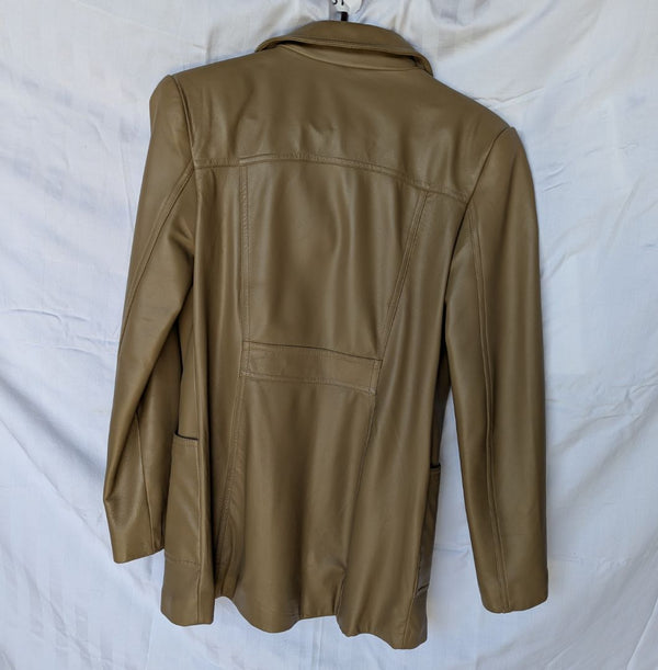 FM Canada Tan Leather Button Front Jacket – Size Small
