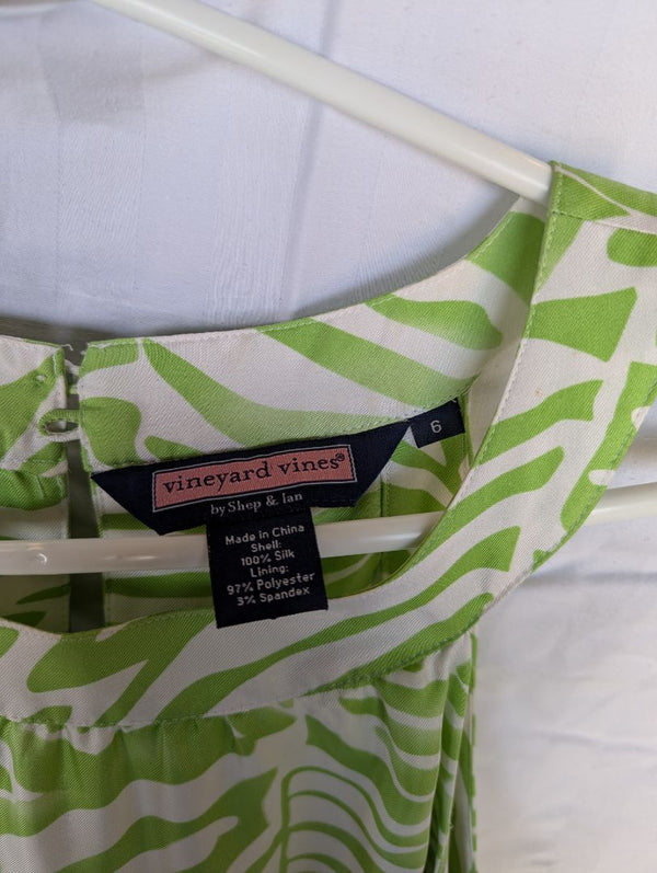 Vineyard Vines by Shep & Ian Tropical Leaf Print Silk Shift Dress – Size 6