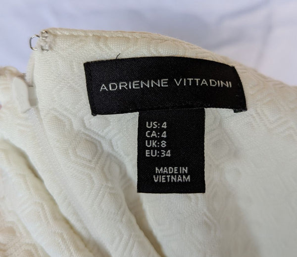 Adrienne Vittadini Ivory Embellished Neck Sheath Dress – Size 4
