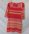 Donna Morgan by SM Coral & Pink Geometric Print Shift Dress – Size 8