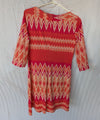Donna Morgan by SM Coral & Pink Geometric Print Shift Dress – Size 8
