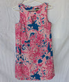 Taylor Pink & Blue Floral Textured Fit and Flare Dress – Size 10