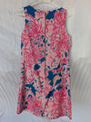 Taylor Pink & Blue Floral Textured Fit and Flare Dress – Size 10