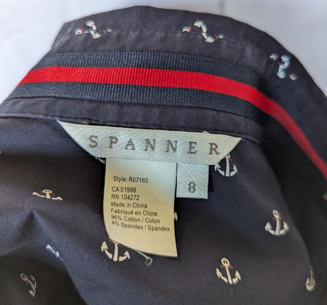 Spanner Navy Anchor Print Button-Up Blouse – Size 8