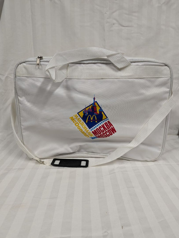 Vintage 1990 McDonald’s Moscow Promotional Travel Bag – White Nylon Duffel
