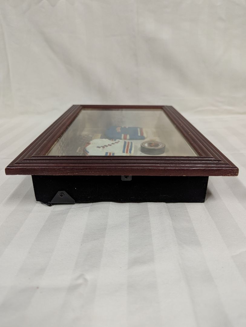 Vintage New York Rangers Shadow Box Display with Mini Jerseys & NHL Puck