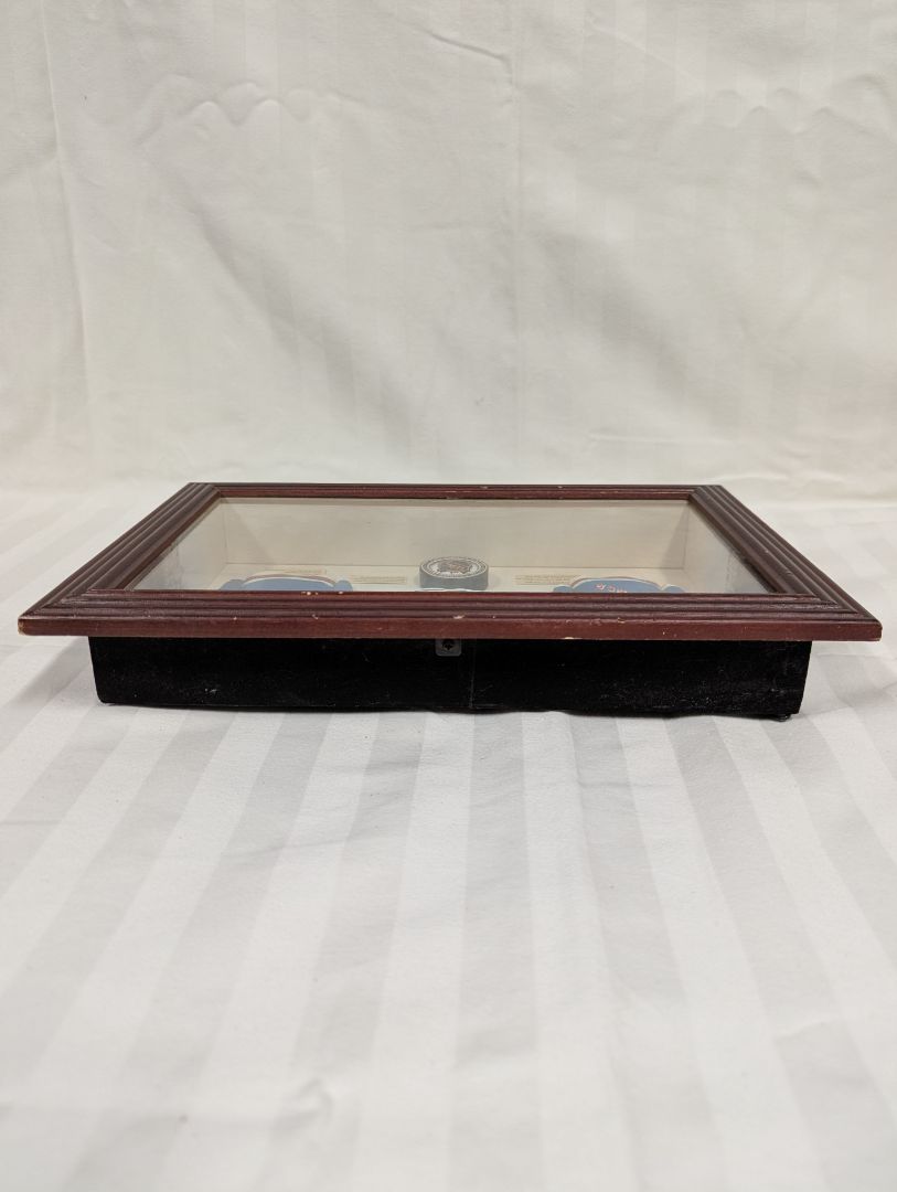 Vintage New York Rangers Shadow Box Display with Mini Jerseys & NHL Puck