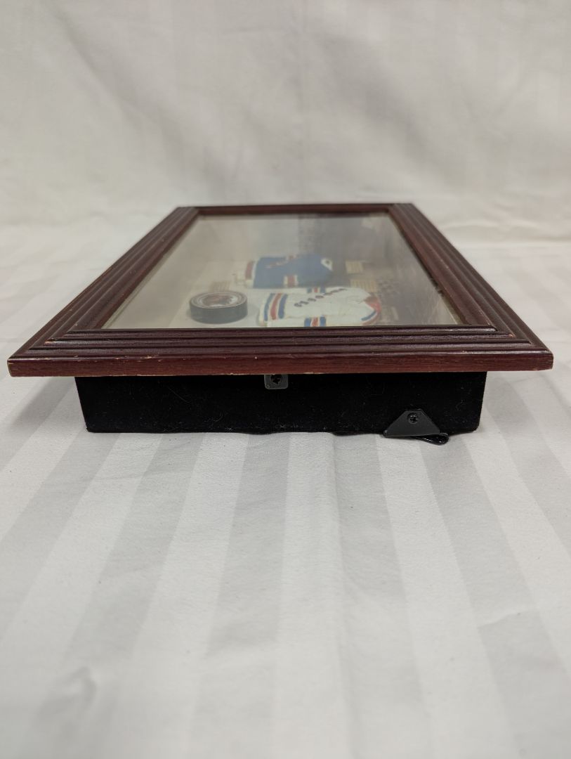 Vintage New York Rangers Shadow Box Display with Mini Jerseys & NHL Puck