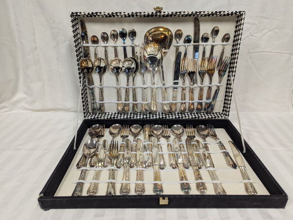 Vintage Italian Silver Plated Cutlery Set in Original Storage Case