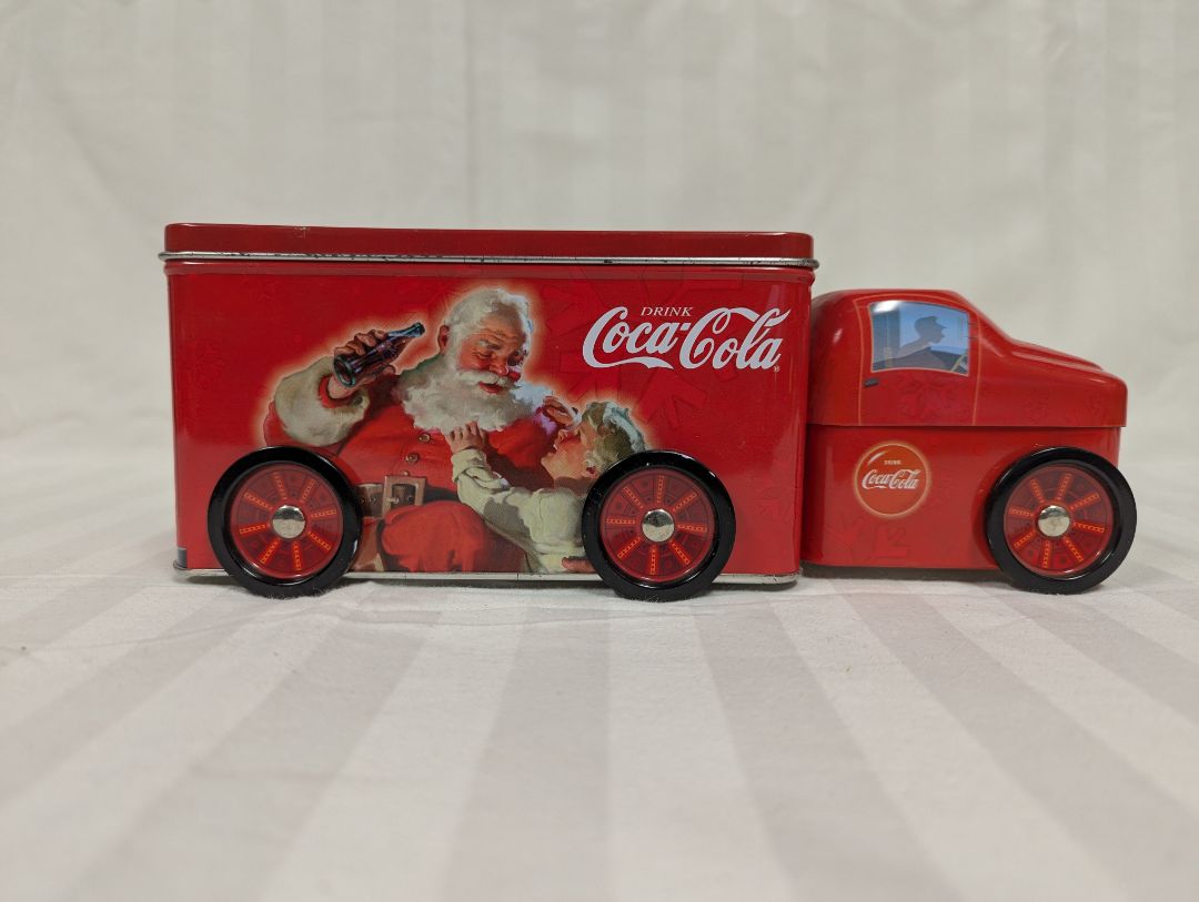 Vintage Coca-Cola Holiday Joy Tin Truck Containers – Set of 2