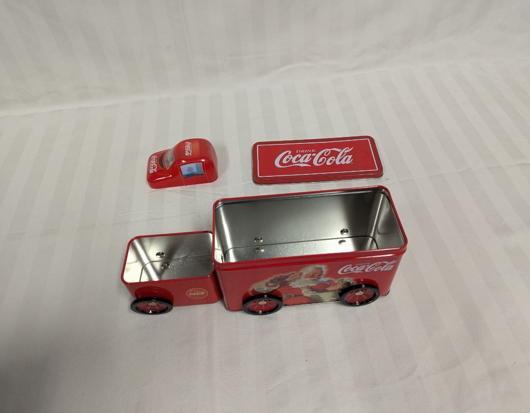 Vintage Coca-Cola Holiday Joy Tin Truck Containers – Set of 2