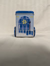 Snowflake Rail Lines Train Tin Container – Winter Snowman Design