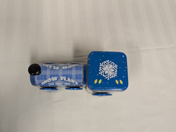 Snowflake Rail Lines Train Tin Container – Winter Snowman Design