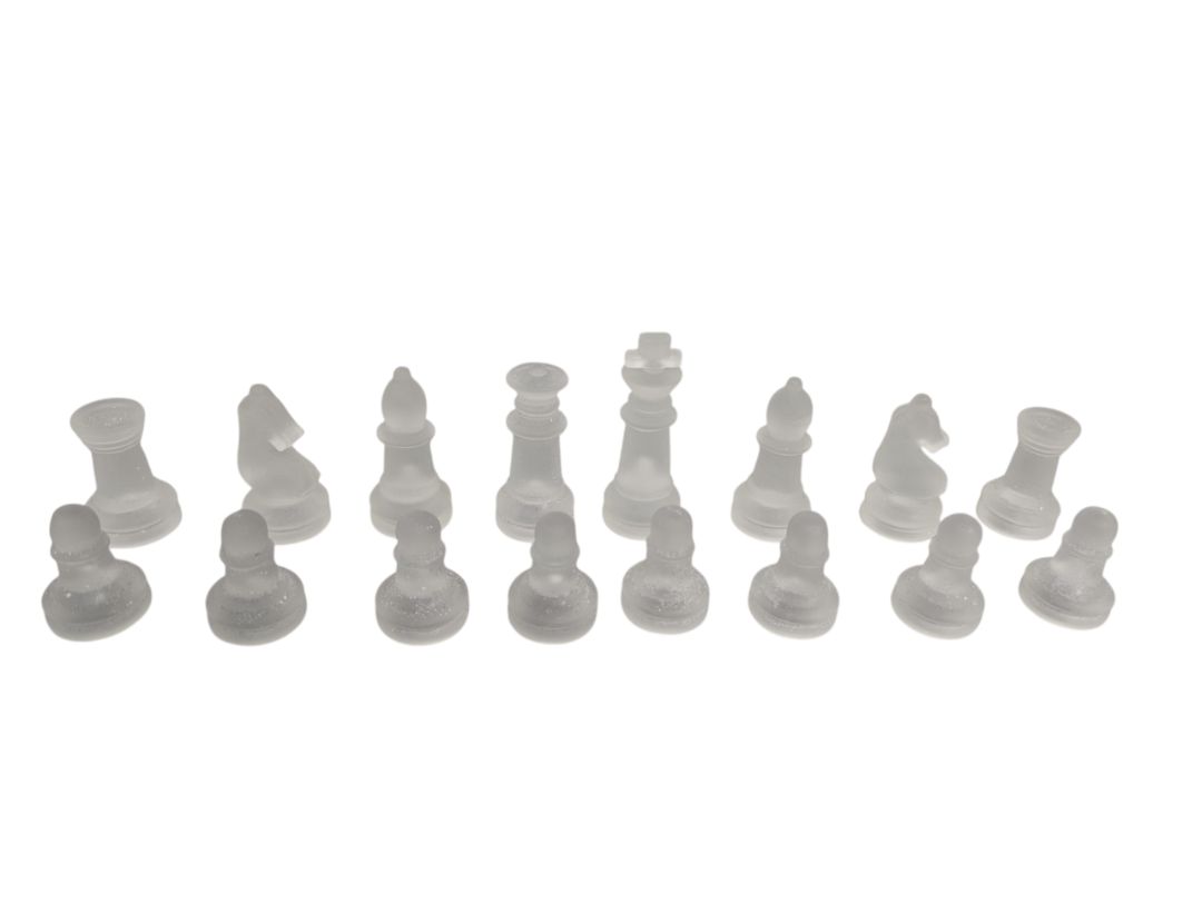 Glass Chess & Checkers Pieces Set – Frosted & Clear (No Board)