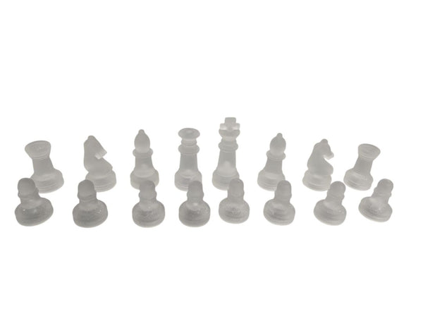 Glass Chess & Checkers Pieces Set – Frosted & Clear (No Board)
