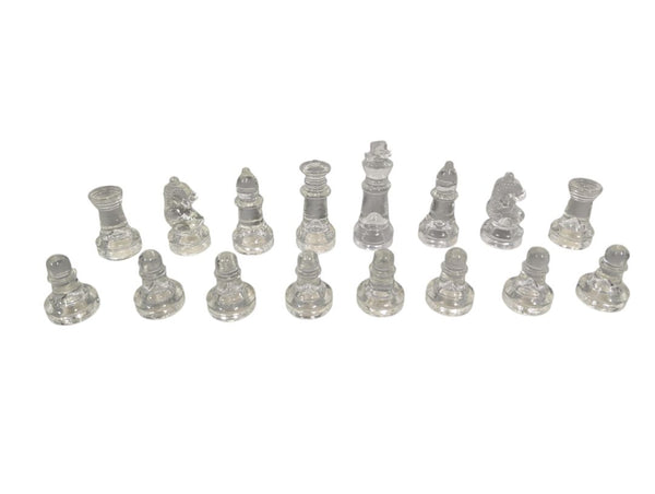 Glass Chess & Checkers Pieces Set – Frosted & Clear (No Board)