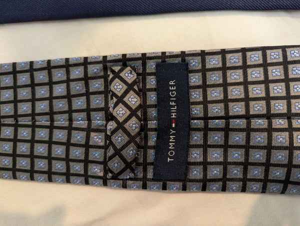 Tommy Hilfiger Blue Geometric Pattern Silk Tie