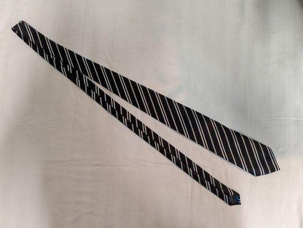 Montebello Black & Silver Striped Italian Silk Tie