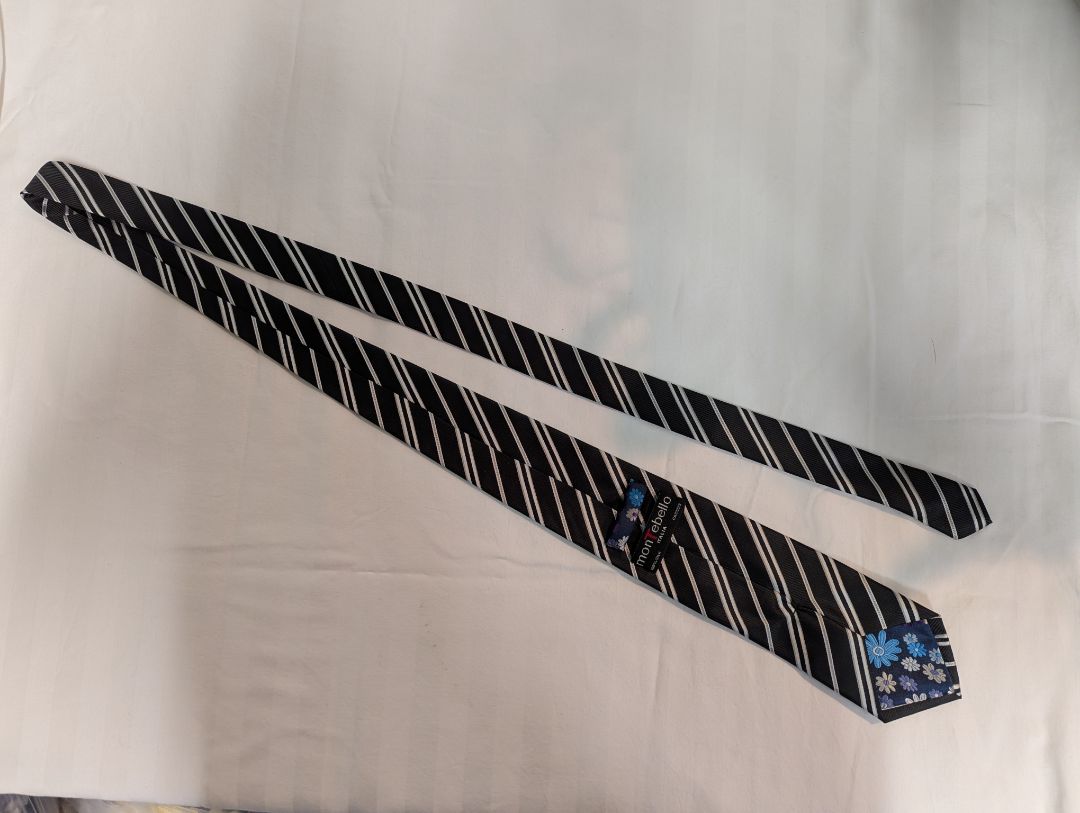 Montebello Black & Silver Striped Italian Silk Tie