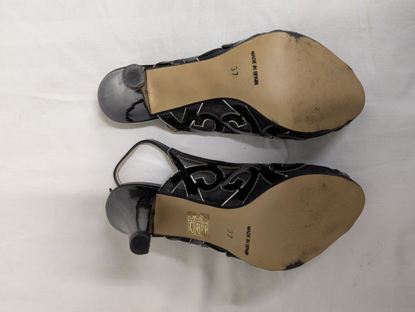 Asensio Comfort Black Patent Mesh Slingback Heels – Size 37