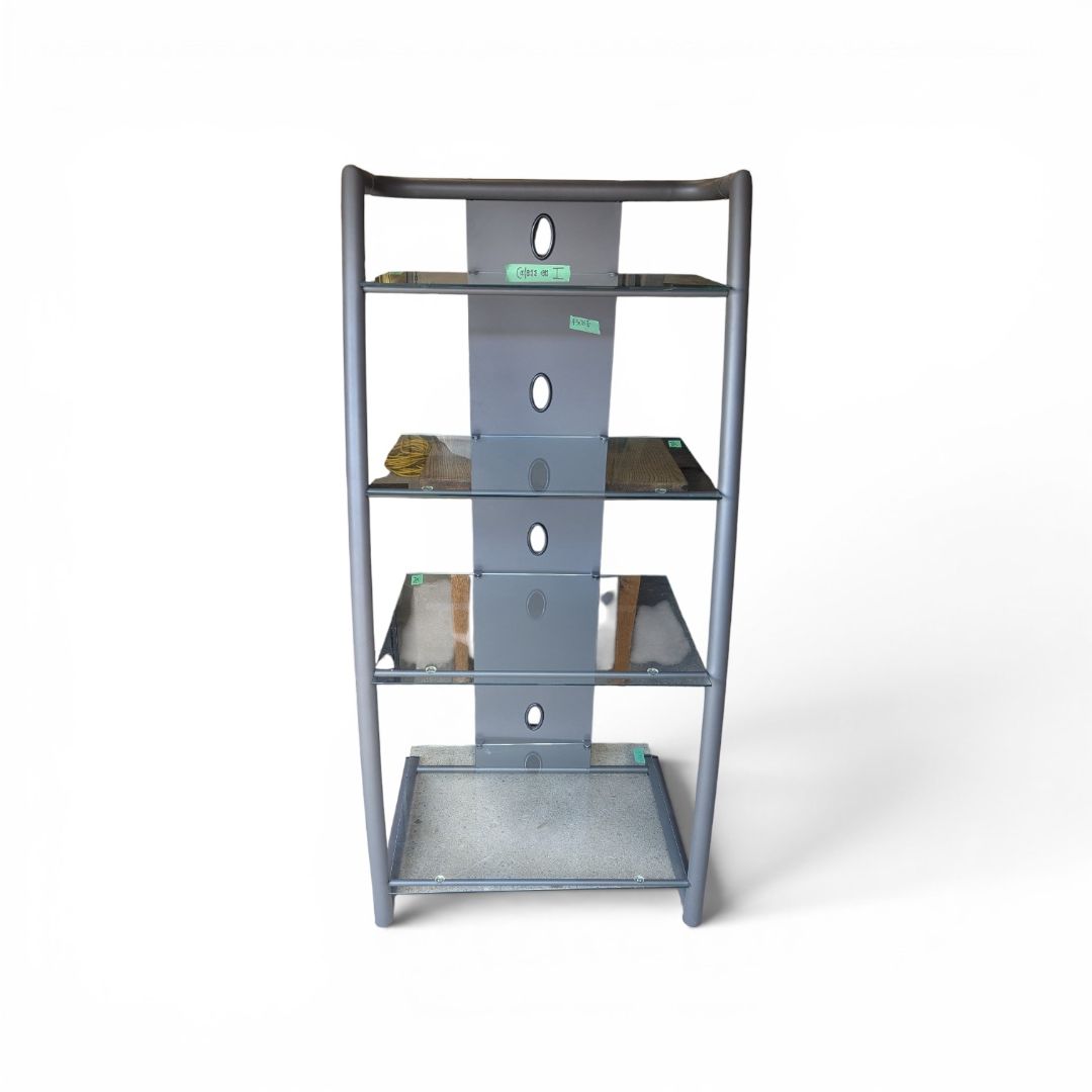 Glass & Metal Media Stand Shelving Unit