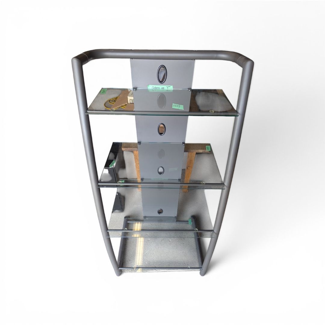 Glass & Metal Media Stand Shelving Unit