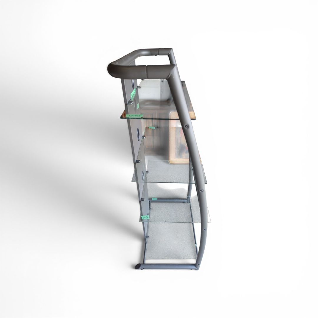 Glass & Metal Media Stand Shelving Unit