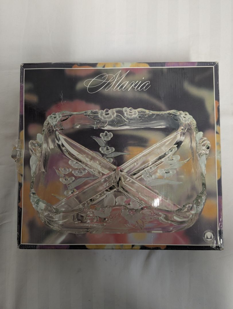 Original Walter-Glas “Annie” Frosted Floral Glass Serving Tray with Box