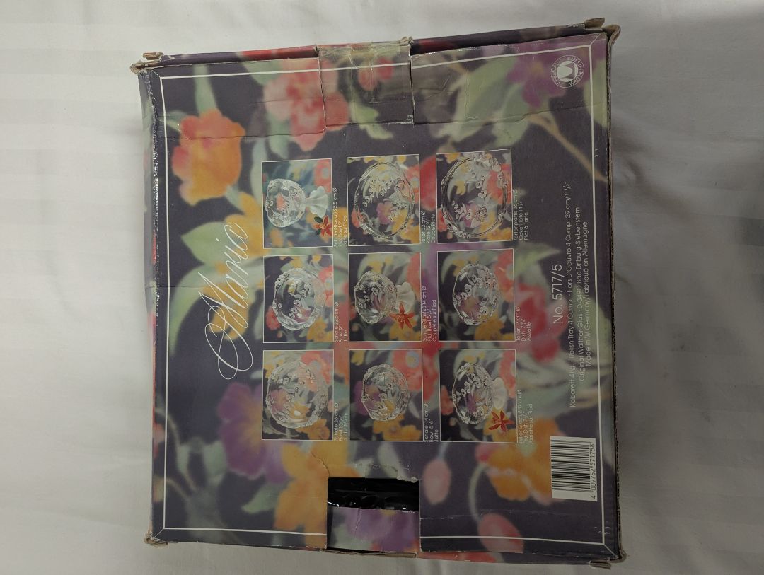 Original Walter-Glas “Annie” Frosted Floral Glass Serving Tray with Box
