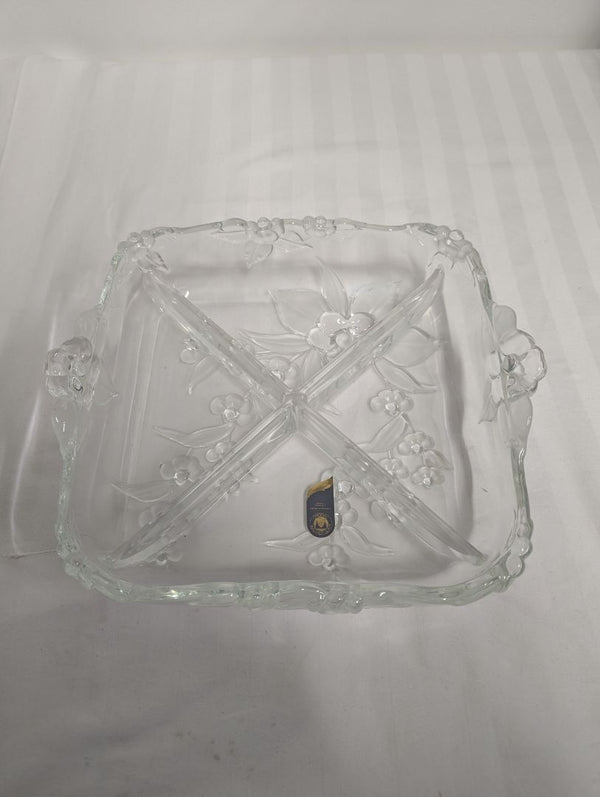 Original Walter-Glas “Annie” Frosted Floral Glass Serving Tray with Box
