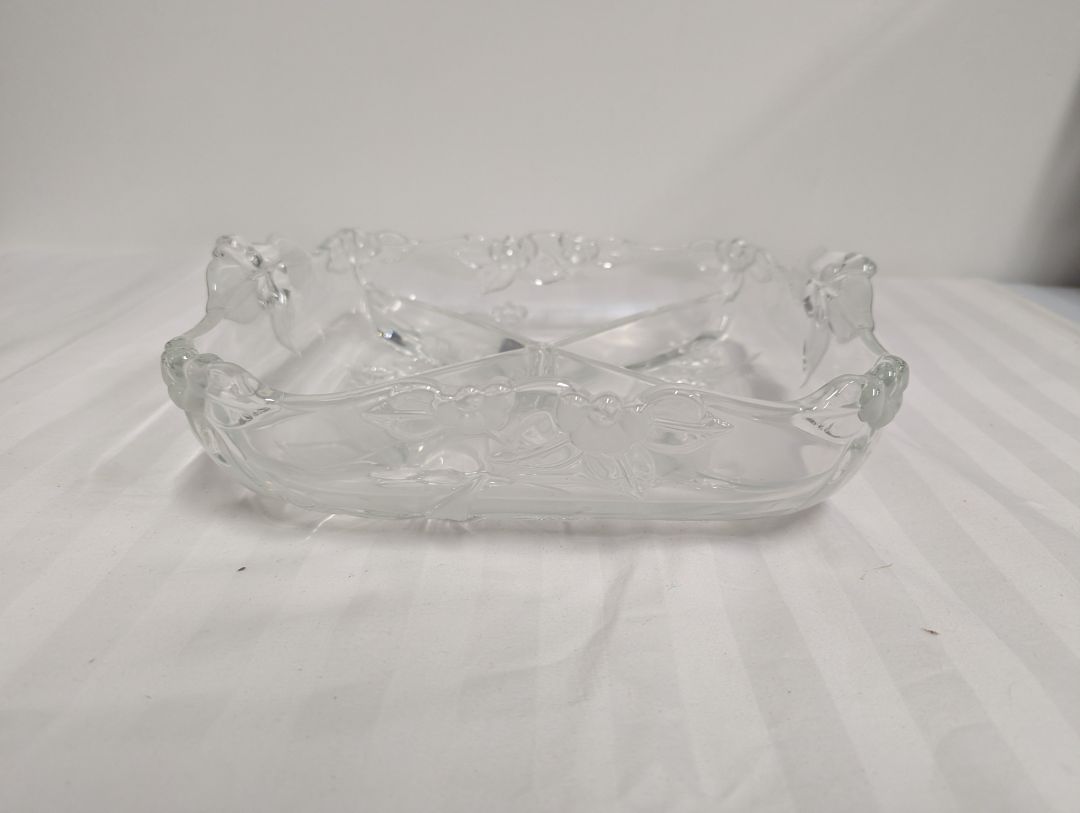 Original Walter-Glas “Annie” Frosted Floral Glass Serving Tray with Box