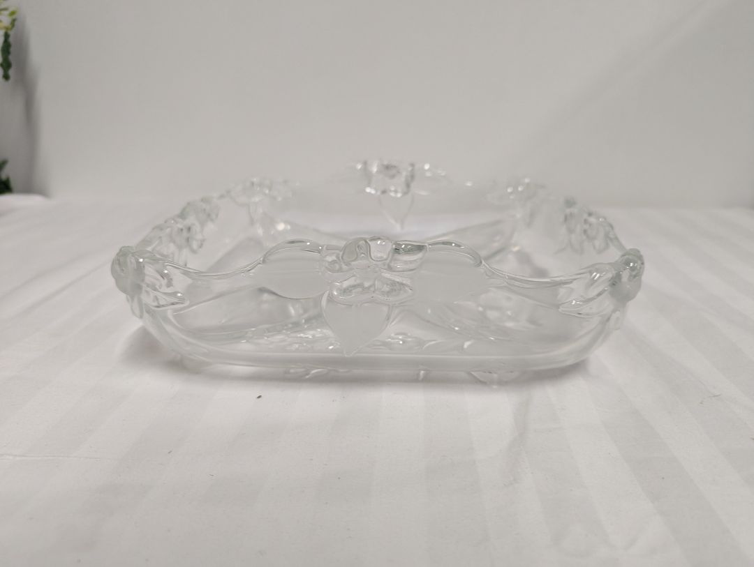 Original Walter-Glas “Annie” Frosted Floral Glass Serving Tray with Box