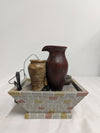 Small Tabletop Water Fountain with Decorative Pottery-Style Vessels