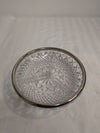 Vintage Cut Glass Divided Serving Dish with Silver-Tone Rim