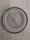 Vintage Cut Glass Divided Serving Dish with Silver-Tone Rim