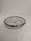 Vintage Cut Glass Divided Serving Dish with Silver-Tone Rim